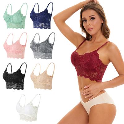 China Breathable In The Back Women's Beauty Fitness Yoga Underwear Sports Bra Ladies Comfort Lace Vest Wireless Bras for sale