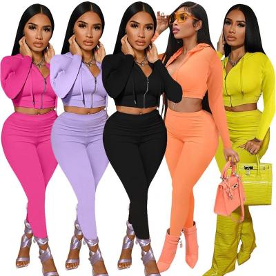 China Breathable Drop Two Piece Pants Sets Solid Color 2 Piece Women Crop Top Fashion Bodycon Tracksuit Clothes Tracker Two Piece Set for sale