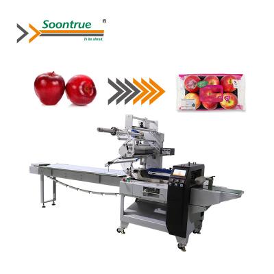 China Full Automatic Food Apple Tangerine Orange Fruit Flow Pillow Frozen Packing Machine Price for sale