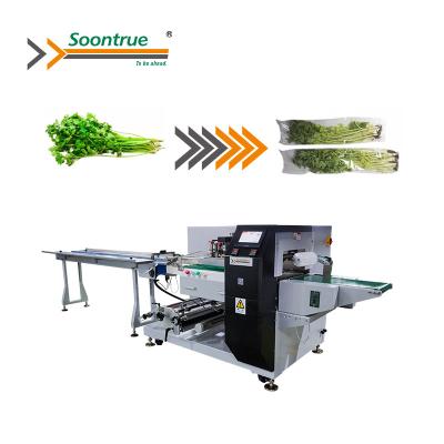 China Auto Spinach Celery Cucumber High Speed ​​Flow Horizontal Food Shape Fill Fill Sealing Packaging Machines for sale