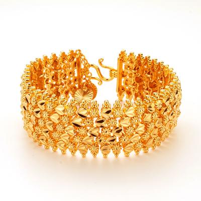 China CLASSIC Classic 24k Gold Plated Bangles Bracelets 5 Layers Sun Flowers And Heart Bracelets Bridal Jewelry for sale