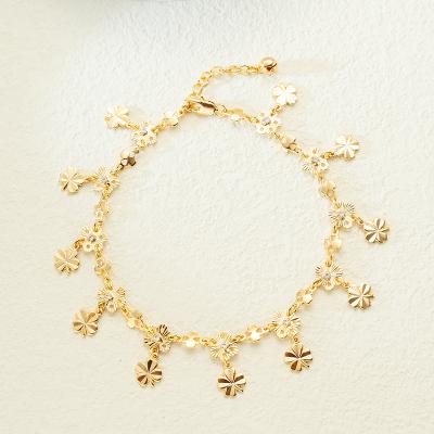 China Other Hot Selling Daisy Anklet Trendy Luxury Adjustable Jewelry Gold Plated Restriction Daisy Anklet Environmental Copper Chain Wholesale for sale