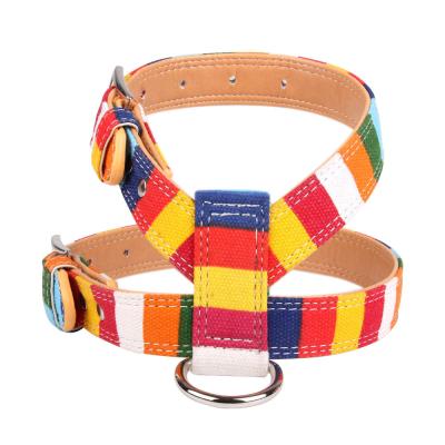 China Hot Sale Canvas Pet Cat Dog Padded Colorful Collar Vest Harness for sale