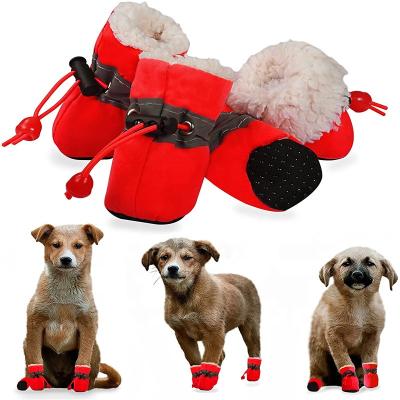 China Viable Hot Sale Color Pet Fleece Waterproof Anti-skid Comfortable Rain Boots Pet Shoes For Dogs for sale