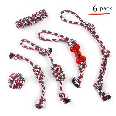 China Pet Matching Colorful Viable Toy Set Cotton Rope Dog Cat Bite Resistant Toy Christmas Rope Knot for sale