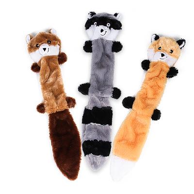 China Viable Wholesale Animal Squeaky Toys For Pets Pet Toy Personality Raccoon Dog Plush Interactive Toy for sale