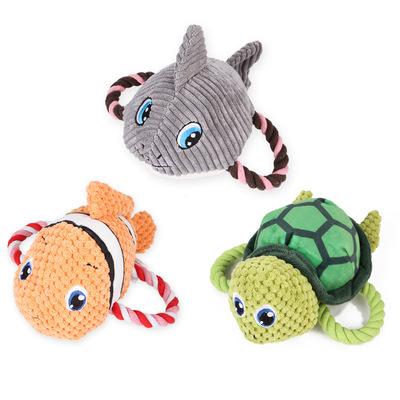 China High Quality Viable Funny Animal Pet Toy Tortoise Shark Squeak Plush Chewing Dog Pet Toy for sale