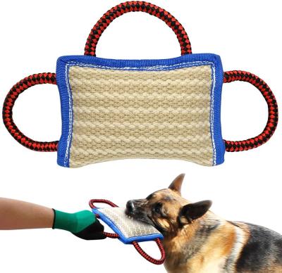 China Durable 3 Handles Strong Canvas Sharp Tug Toy For Young Dogs Training Playing Toys for sale