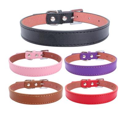 China Wholesale New Fashion Vegan Pet Genuine Simple Soft Solid Unique Personalized Leather Dog Collar for sale