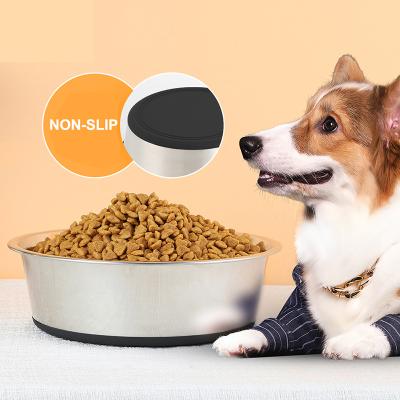 China Sustainable Stainless Steel Dog Bowls With Non Slip Silicone Base Ideal Food Water Bowl For Dogs for sale