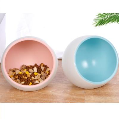 China Cat Food Bowl Bevel Flat Bottom Round Bowl Automatic Small Pet Dog Non Slip Cat Space Ceramic Pet Bowl for sale