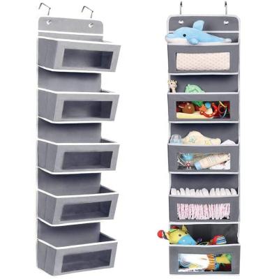 China 5 Large Pockets Casual Breathable Non-Woven Fabric Door Hanging Organizer Over The Door Storage Organizer for sale