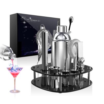 China Sustainable 19 Piece Mixology Bartender Kit with Stand, Home Bar Set, Bar Supply Kit for Professional and Starter for sale