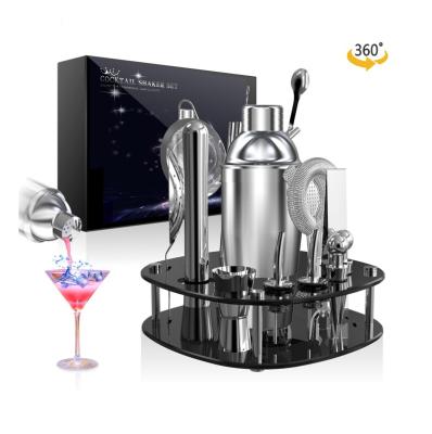 China Cocktail Shaker Set Bartender 20PCS Cocktail Shaker Set 20PCS Kit with 360 Rotating Stand, 25oz Professional Stainless Steel Shaker Home Bar Tools for sale