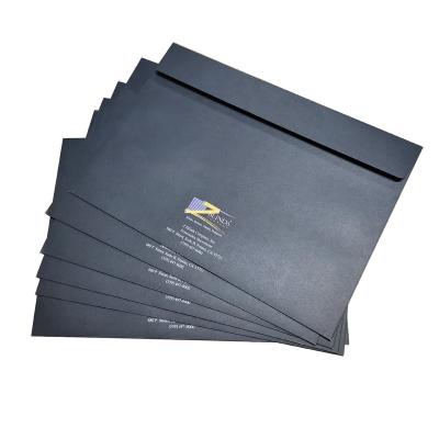 China Custom Gift Wrap Black Adhesive Paper Packaging Envelopes for sale