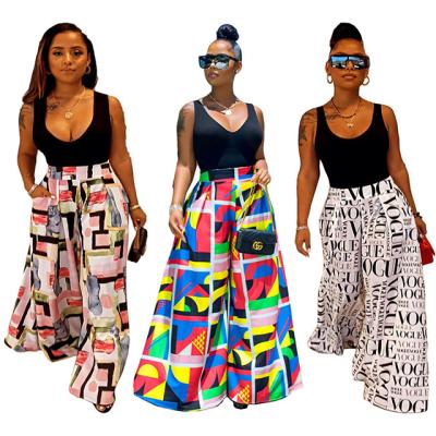 China New Style Printed Palazzo Pants High Leg Pants Ladies Wide Leg Pants QUICK DRY Long Style Loose Skirt for sale