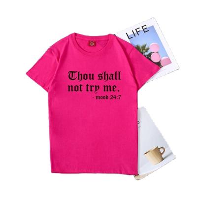 China Anti-wrinkle clothing supplier cotton printed women's summer casual tops letters T-shirt for sale