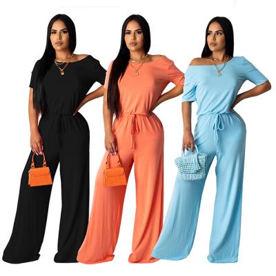 China Anti-pilling Solid Color Ladies Slim Jogging Two-piece Suit Summer Casual Two-piece Set Vacation for sale