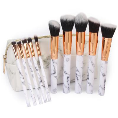 China Angular blush 10 PCS makeup set brush with PU bag packing Amazon profesional RTS hot sale fast shipping brochas de maquillaje for sale