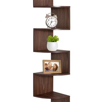 China Modern New Arrival 5 Tier Zigzag Storage Wall Shelves Wooden Creative Wall Corner Shelf for sale