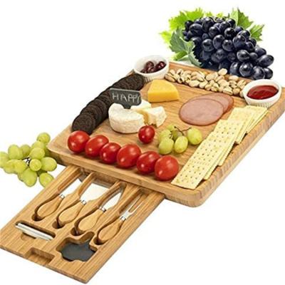 China Stocked Factory Price Cutting Kit Bamboo And Large With Knife Cheese Board Set for sale