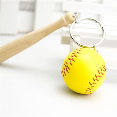 China Sport New Listing Mini Bat 3D Sport Souvenir Custom Leather Baseball Key Chain for sale