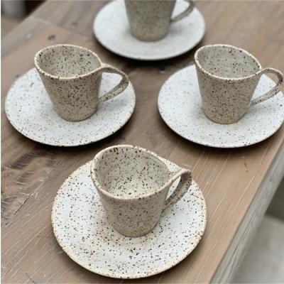 China High quality cheap ceramic saucer in leisure viable spotted marble texture home retro afternoon tea cups for sale