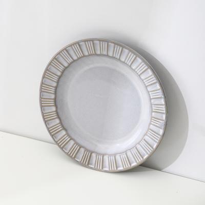 China European Style Simple Modern Simple Stripe Modern Hotel Ceramic Serving Dishes High Quality Ceramic Dishes for sale