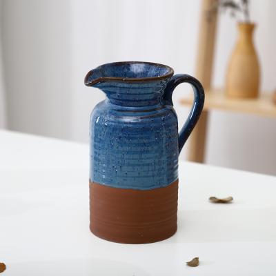 China Sustainable Dark Blue Brown With Product High End Durable Nordic Style Elegant Spicy Wholesale Ceramic Teapot for sale