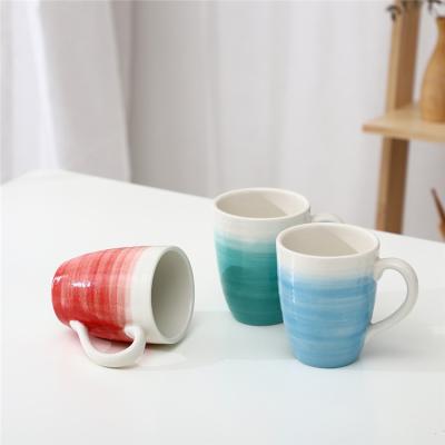 China New Viable Ceramic Custom Cheap Coffee Tea Breakfast Coffee Hotel Logo Mug Ramp Gradient Gradient Mug With Handle for sale