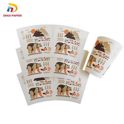 China Chinese Supplier Greaseproof Paper Cup Raw Material Printed Coated Pe Paper Cup Fans for sale