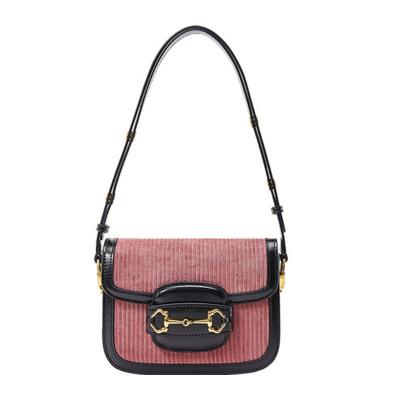 China Lady Luxury Lady Handbag Vegan Corduroy Vintage Leather Cross - Custom Logo For Body Women Shoulder Bag Armpits for sale