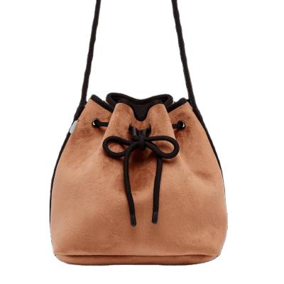 China Famous new arrival brand winter style bucket bag handbags fall velvet bucket bags for sale