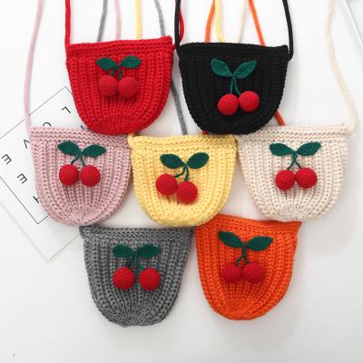 China Tiktok Stylish Hot Sale Kids Christmas Gift Colorful Knitted Cross - Body Coin Purse Wallet for sale