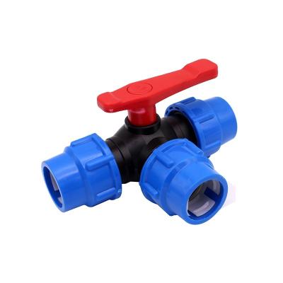 China General HDPE 3 Way Quick Coupling Ball Valve For 32mm OD Pipes for sale