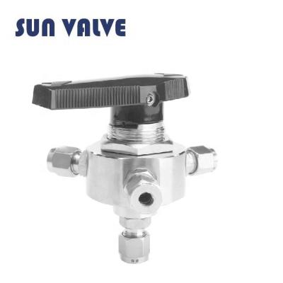 China General Stainless Steel 3000psi 4 Way Instrument Compression Fitting Double Ferrule Ball Valve for sale