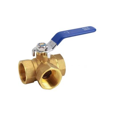 China General Brass 3 Way Ball Valve DN25 L Type T Type Three Way Ball Valve for sale