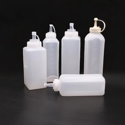 China Sustainable Plastic Squeeze Bottle Jam Sauce Bottle BBQ Sauce Restaurant Transparent Squeeze Bottle For Sauce for sale