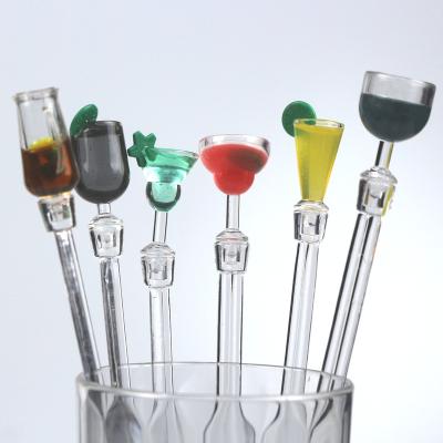 China Disposable Environmental Bar Tools Acrylic Coffee Cocktail Sticks Heat Resistant Personalized Cocktail Sticks for sale