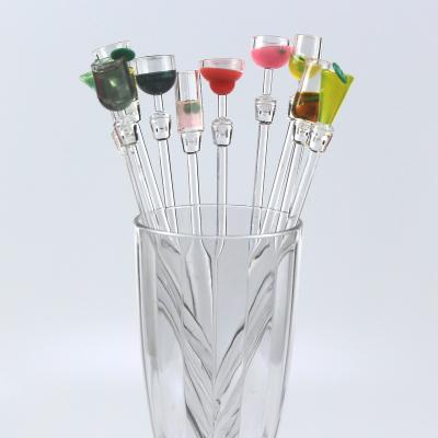 China Disposable Environmental Bar Tools Acrylic Cocktail Sticks Heat Resistant Coffee Personalized Cocktail Sticks for sale