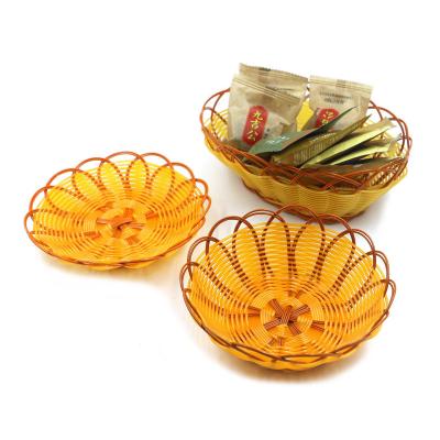 China Viable Woven Poly-Wicker Basket Food Fruit Vegetable Basket Bread Serving Basket Rattan Snack Table Dish for sale