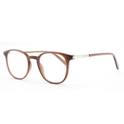 China For Hot Selling Modern Simple Brown Transparent Acetate Reading Glasses Eyeglasses Frame For Myopia for sale