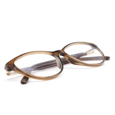 China New Style Brown Transparent Acetate Reading Glass Eyewear Optical Frame For Myopia for sale