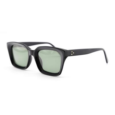 China Hot Selling Square Black Acetate Square Sunglasses With Spring Hinge for sale