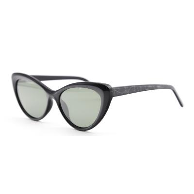 China New Arrival Cat Eye Black Acetate Sunglasses With Spring Hinge for sale