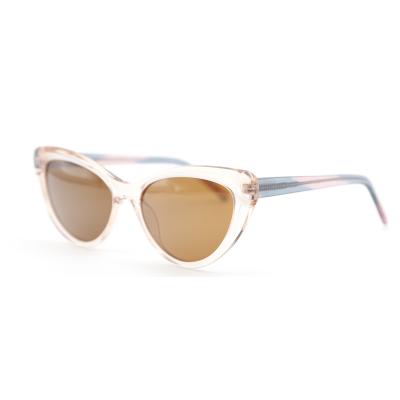 China Fashion Sunglasses Cat Eye Light Beige Acetate Hot Selling Women Polarized Sunglasses With Spring Hinge for sale