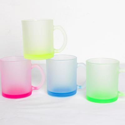 China Stocked New Arrival 11OZ Sublimation Blanks Fluorescent Glass Coffee Mug for sale