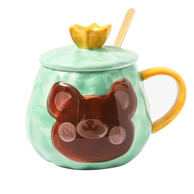 China Custom Creative Ceramic Viable Korean Ceramic Cute Milk Bear Mug Cup Mug Cup Coffee Mug for sale