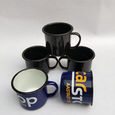 China High Quality Custom Viable Personalized Steel Black Enamel Metal Camp Mug for sale