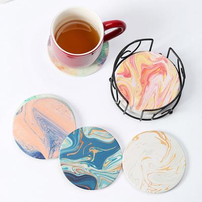 China Sustainable Water Absorbing White Round Sublimation Ceramic Coasters For Drinks for sale